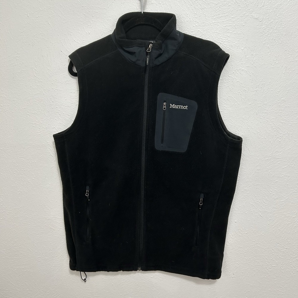 Marmot Polartec Reactor Fleece Vest Men's Large Black Full Zip Pocket Outdoor